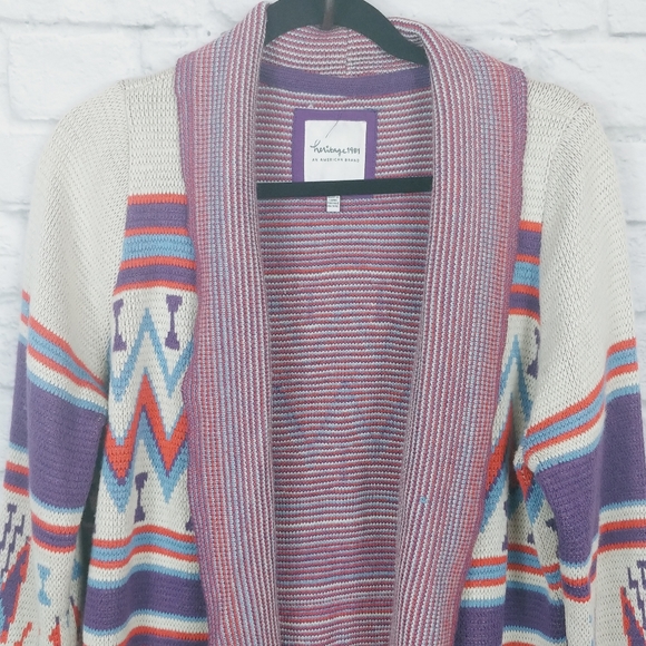Heritage 1981 Open Front Long Boho Cardigan Large - Picture 4 of 11